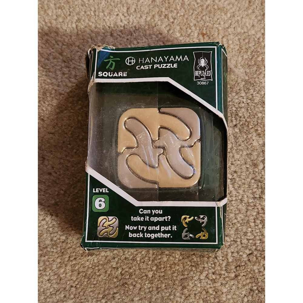 Hanayama Cast Square Level 6 Metal Brain Teaser Puzzle BePuzzled 30867